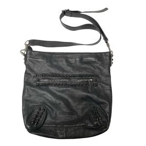 Liebeskind Berlin black leather hobo slouch crossbody purse with leather studs